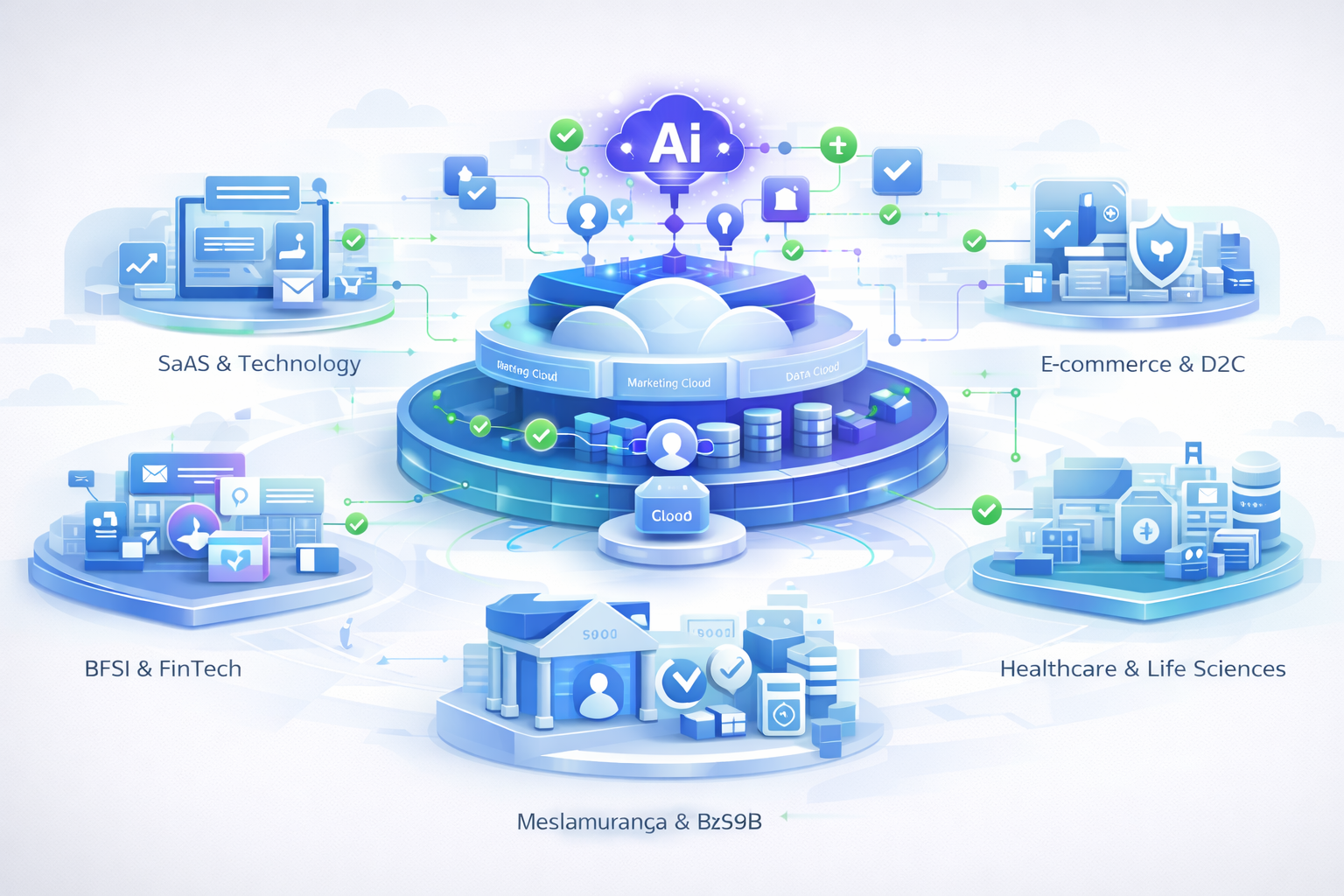 Salesforce industry solutions for SaaS, ecommerce, fintech, healthcare, and manufacturing companies